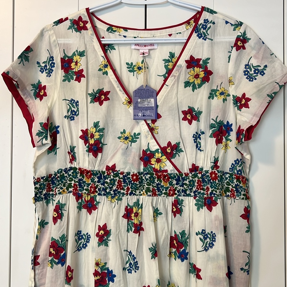 NWT April Cornell Cotton Prairie Floral Maxi dress Size L - Picture 2 of 6